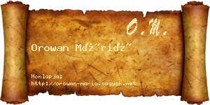 Orowan Márió névjegykártya
